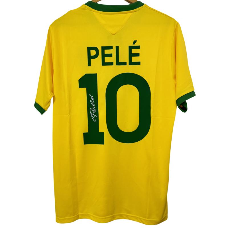 Pelé 1970 Brazil – Collector Display Shirt with Printed Signature