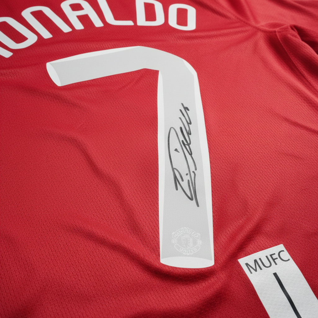 Ronaldo 07/08 Manchester United – Collector Display Shirt with Printed Signature