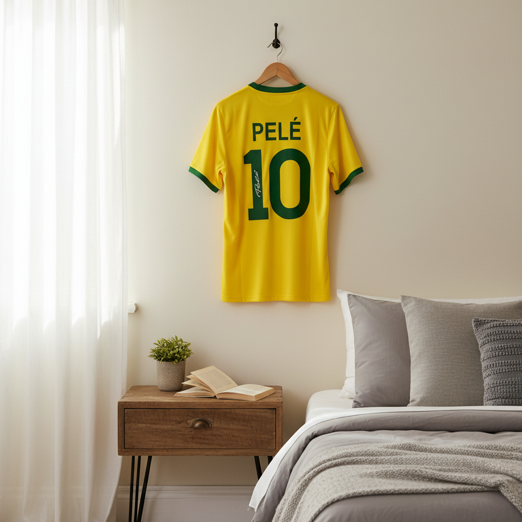 Pelé 1970 Brazil – Collector Display Shirt with Printed Signature