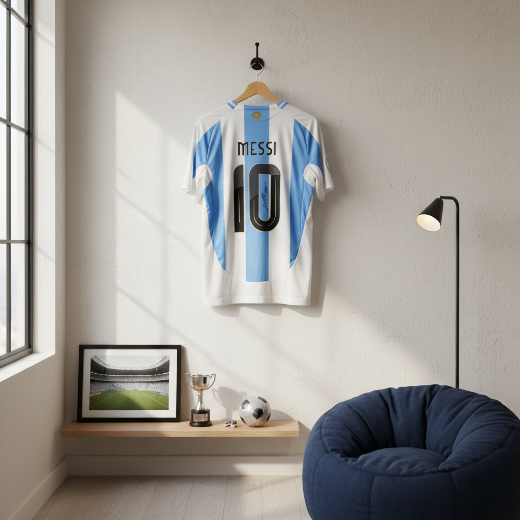 Messi 24/25 Argentina – Collector Display Shirt with Printed Signature