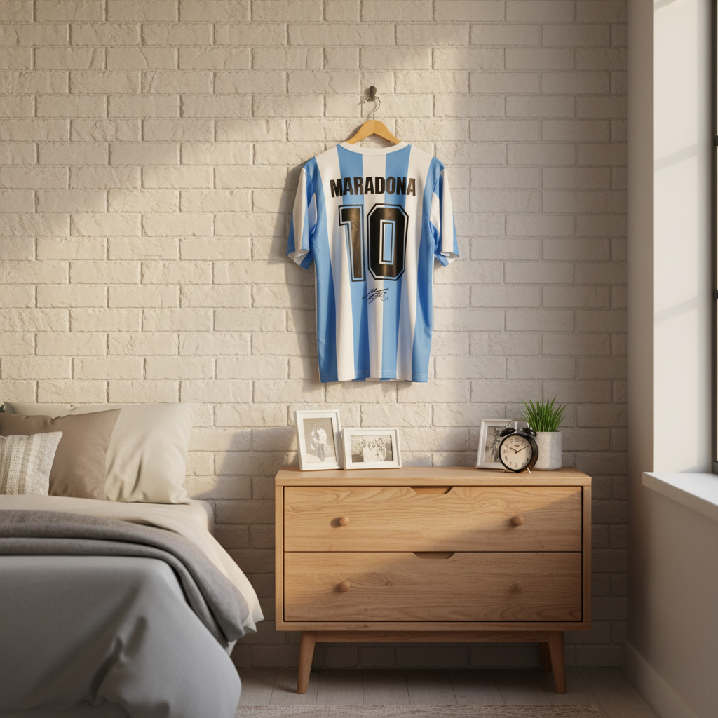 Maradona 1986 Argentina – Collector Display Shirt with Printed Signature