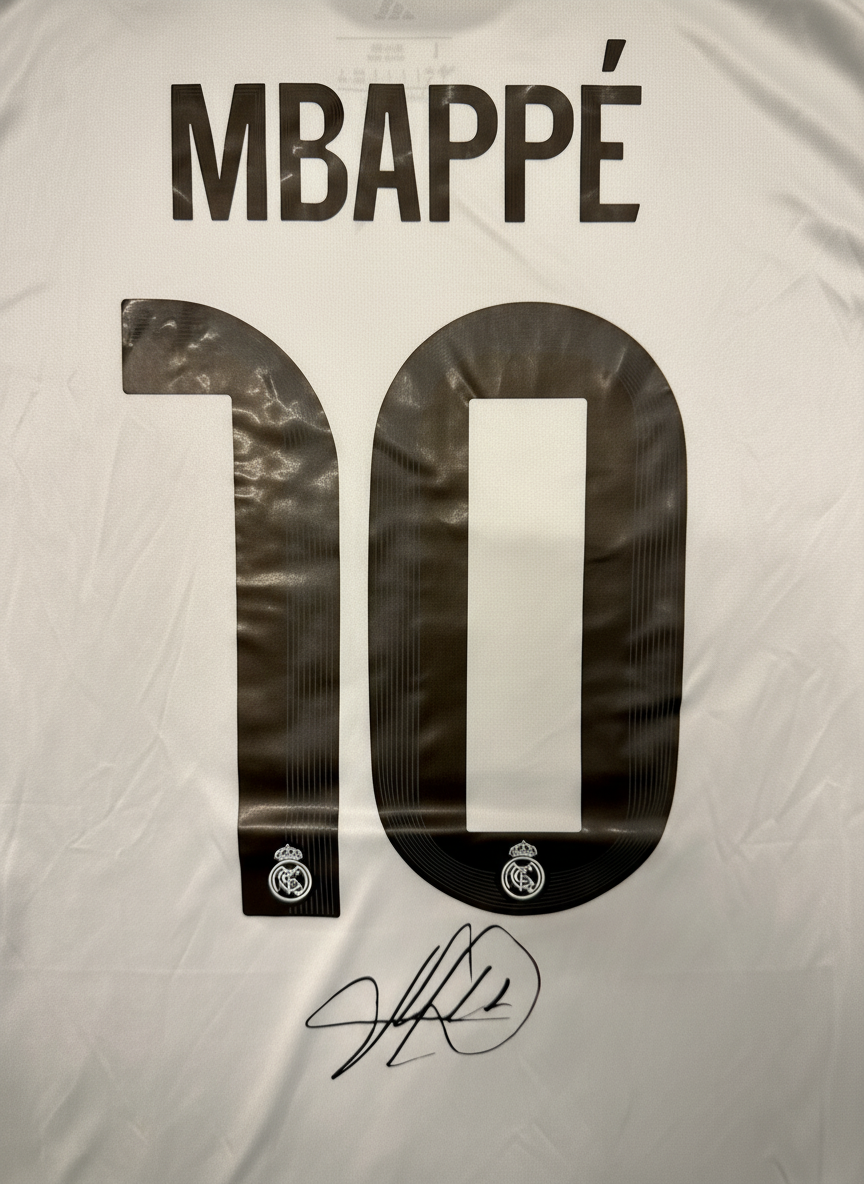 Mbappé 25/26 Real Madrid– Collector Display Shirt with Printed Signature